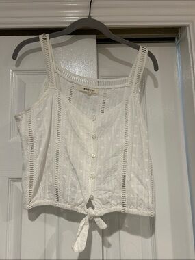 Rip Curl White Eyelet Lace Tie-Front Cami